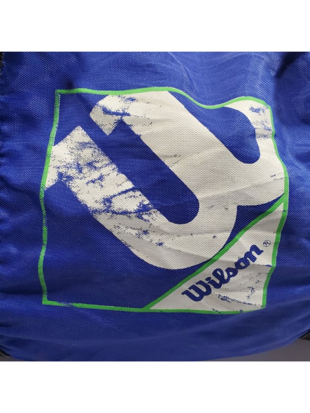 Wilson Blue Nylon Duffle Vintage Gym Bag Neon Green Travel Zippered - Picture 12 of 16